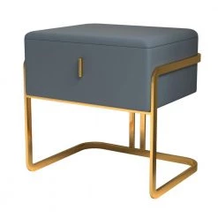 1-Drawer Dark Gray PU NightStand with Stainless Steel Legs (19.69 in. x 15.75 in. x 19.69 in.) by Magic Home