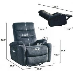 Electric 3 Positions Power Lift Massage and Heat Recliner Chair with Side Pockets,Cup Holders and USB Charge Ports by Magic Home -Cheap Tidoin Store dark gray magic home recliners cs pp194010daa c3 1000