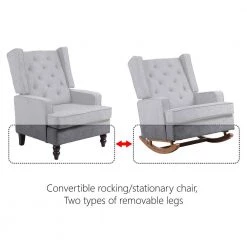 Dark Gray Polyester Linen Comfortable Rocking Chair Accent Chair with Arms by Magic Home -Cheap Tidoin Store dark gray magic home rockers gliders ottomans cs w39524907 4f 1000