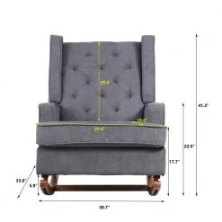 Dark Gray Polyester Linen Comfortable Rocking Chair Accent Chair with Arms by Magic Home -Cheap Tidoin Store dark gray magic home rockers gliders ottomans cs w39524907 c3 1000