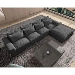 5-Piece 150 in. W Linen Rectangular Moveable Sectional Sofa with Ottoman in Dark Gray by Magic Home -Cheap Tidoin Store dark gray magic home sectional sofas mh sf106g 76 1000