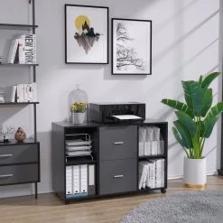 38.98 in. W x 15.75 in. D x 26.77 in. H Dark Gray File Cabinet with 2 Drawers,4 Open Shelves and 4 Wheels by Tidoin 13 38.98 in. W x 15.75 in. D x 26.77 in. H Dark Gray File Cabinet with 2 Drawers,4 Open Shelves and 4 Wheels by Tidoin -Cheap Tidoin Store dark gray tidoin file cabinets jus ydw8 8207 31 1000