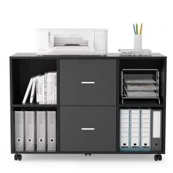 38.98 in. W x 15.75 in. D x 26.77 in. H Dark Gray File Cabinet with 2 Drawers,4 Open Shelves and 4 Wheels by Tidoin 11 38.98 in. W x 15.75 in. D x 26.77 in. H Dark Gray File Cabinet with 2 Drawers,4 Open Shelves and 4 Wheels by Tidoin -Cheap Tidoin Store dark gray tidoin file cabinets jus ydw8 8207 4f 1000
