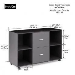 38.98 in. W x 15.75 in. D x 26.77 in. H Dark Gray File Cabinet with 2 Drawers,4 Open Shelves and 4 Wheels by Tidoin 10 38.98 in. W x 15.75 in. D x 26.77 in. H Dark Gray File Cabinet with 2 Drawers,4 Open Shelves and 4 Wheels by Tidoin -Cheap Tidoin Store dark gray tidoin file cabinets jus ydw8 8207 c3 1000
