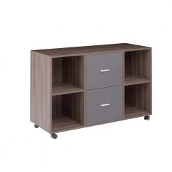 38.98 in. W x 15.75 in. D x 26.77 in. H Dark Gray File Cabinet with 2 Drawers,4 Open Shelves and 4 Wheels by Tidoin