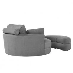 Linen Fabric Swivel Accent Barrel Big Round Lounge Sofa Chair with Storage Ottoman and Pillows in Dark Grey by Magic Home -Cheap Tidoin Store dark grey magic home accent chairs cs w83434390 fa 1000
