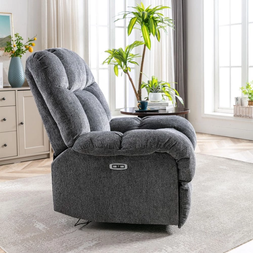Electric Power Overstuffed Recliner Chair with USB Charge Port,Dark Grey by Magic Home 9 Electric Power Overstuffed Recliner Chair with USB Charge Port,Dark Grey by Magic Home - Image 7