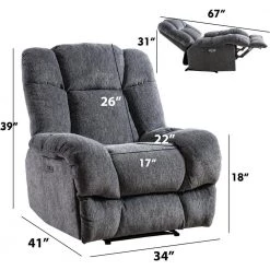 Electric Power Overstuffed Recliner Chair with USB Charge Port,Dark Grey by Magic Home 11 Electric Power Overstuffed Recliner Chair with USB Charge Port,Dark Grey by Magic Home -Cheap Tidoin Store dark grey magic home recliners cs pp194010baa c3 1000