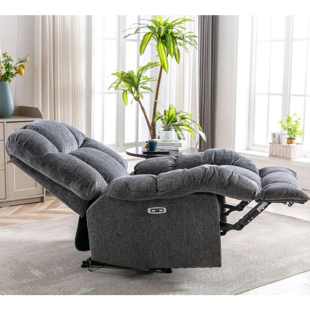 Electric Power Overstuffed Recliner Chair with USB Charge Port,Dark Grey by Magic Home 4 Electric Power Overstuffed Recliner Chair with USB Charge Port,Dark Grey by Magic Home - Image 2