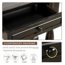 64.2 in. L Distressed Black Rectangle Solid Wood Console Table with Drawers and Shelf by Magic Home 12 64.2 in. L Distressed Black Rectangle Solid Wood Console Table with Drawers and Shelf by Magic Home -Cheap Tidoin Store distressed black magic home console tables cs wf193795aab 4f 1000