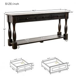 64.2 in. L Distressed Black Rectangle Solid Wood Console Table with Drawers and Shelf by Magic Home 11 64.2 in. L Distressed Black Rectangle Solid Wood Console Table with Drawers and Shelf by Magic Home -Cheap Tidoin Store distressed black magic home console tables cs wf193795aab c3 1000