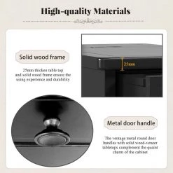 Retro Nightstand End Table Side Table with USB Ports and Drawer with cup holders in Espresso by Magic Home -Cheap Tidoin Store espresso magic home end side tables cs w39527577 31 1000