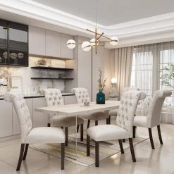 Floral Fabric Accent Dining Chair with Solid Wood Legs (Set of 2) by Magic Home -Cheap Tidoin Store floral magic home dining chairs cs pp193583aaa 31 1000