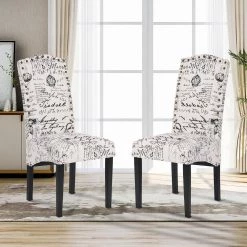 Floral Fabric Accent Dining Chair with Solid Wood Legs (Set of 2) by Magic Home -Cheap Tidoin Store floral magic home dining chairs cs pp193583aaa 40 1000