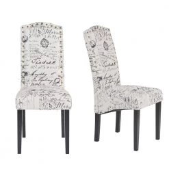 Floral Fabric Accent Dining Chair with Solid Wood Legs (Set of 2) by Magic Home