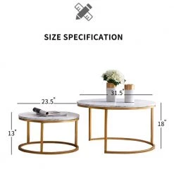 31.5 in. Golden Metal Frame with Marble Color Top Round Modern Nesting Coffee Table by Magic Home 14 31.5 in. Golden Metal Frame with Marble Color Top Round Modern Nesting Coffee Table by Magic Home -Cheap Tidoin Store golden color magic home nesting tables cs w24714369 c3 1000