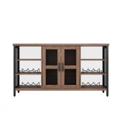 Golden Phoebe 12-Bottle Wine Cabinets with 4 Shelves and 3 Wine Glass Hanging Racks by Tidoin