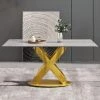 62.99 in. Modern Gold Rectangular Sintered Stone Kitchen Dining Table with Solid Gold Carbon Steel Base by Magic Home 1 62.99 in. Modern Gold Rectangular Sintered Stone Kitchen Dining Table with Solid Gold Carbon Steel Base by Magic Home -Cheap Tidoin Store gray and gold magic home kitchen dining tables mh dtt16g dtl3g 64 1000