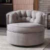 Comfy 33 in. Linen Swivel Tufted Accent Barrel Leisure Chair in Gray by Magic Home -Cheap Tidoin Store gray magic home accent chairs cs w30213873 64 1000