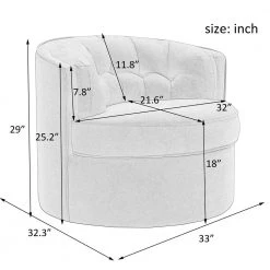 Comfy 33 in. Linen Swivel Tufted Accent Barrel Leisure Chair in Gray by Magic Home -Cheap Tidoin Store gray magic home accent chairs cs w30213873 c3 1000