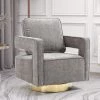 30.7 in. Chenille Fabric Swivel Accent Leisure Arm Chair With Gold Stainless Steel Base, Gray by Magic Home -Cheap Tidoin Store gray magic home accent chairs ows dw300 64 1000