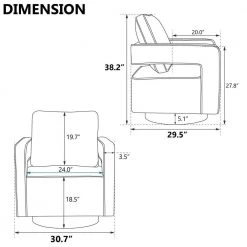 30.7 in. Chenille Fabric Swivel Accent Leisure Arm Chair With Gold Stainless Steel Base, Gray by Magic Home -Cheap Tidoin Store gray magic home accent chairs ows dw300 c3 1000
