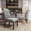 Gray Linen Upholstered Dining Chairs with Tufted Back and Solid Wood Legs (Set of 2) by Magic Home 2 Gray Linen Upholstered Dining Chairs with Tufted Back and Solid Wood Legs (Set of 2) by Magic Home -Cheap Tidoin Store gray magic home dining chairs cs pp193583aak 64 1000