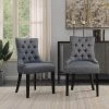 Gray Color Fabric Rubber Wood Legs Dinng Chairs Side Chairs with Nailheads (Set of 2) by Magic Home -Cheap Tidoin Store gray magic home dining chairs cs w57027889 64 1000