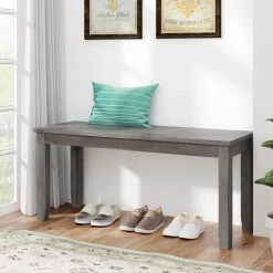 6-Piece Gray Rustic Style Wood Dining Table Set with Table, Bench and 4 Chairs by Magic Home -Cheap Tidoin Store gray magic home dining room sets cs sh000109aae 4f 1000