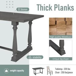 6-Piece Rectangular Gray Wood Top Dining Room Set Seats-6 with Special-Shaped Legs by Magic Home 14 6-Piece Rectangular Gray Wood Top Dining Room Set Seats-6 with Special-Shaped Legs by Magic Home -Cheap Tidoin Store gray magic home dining room sets cs st000059aae 44 1000