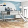 78.1 in. Gray Full Size Wood Loft Bed Bed with Slide, Stair and Chalkboard by Magic Home 1 78.1 in. Gray Full Size Wood Loft Bed Bed with Slide, Stair and Chalkboard by Magic Home -Cheap Tidoin Store gray magic home loft beds cs sm000105aak 64 1000