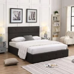 83 in. W Gray Upholstered Platform Bed with Underneath Storage by Magic Home -Cheap Tidoin Store gray magic home platform beds cs sm001011aae 31 1000