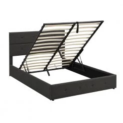 83 in. W Gray Upholstered Platform Bed with Underneath Storage by Magic Home