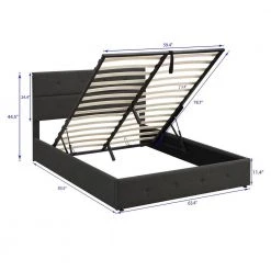 83 in. W Gray Upholstered Platform Bed with Underneath Storage by Magic Home -Cheap Tidoin Store gray magic home platform beds cs sm001011aae c3 1000