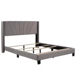 Queen Size Velvet Upholstered Box Spring Needed Platform Bed,Gray by Magic Home -Cheap Tidoin Store gray magic home platform beds cs wf192434aal fa 1000