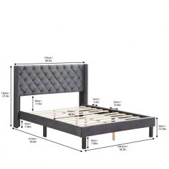 Wings Design Queen Velvet Button Tufted Upholstered Platform Bed with Wood Slat Support,Gray by Magic Home -Cheap Tidoin Store gray magic home platform beds cs wf192972aak c3 1000