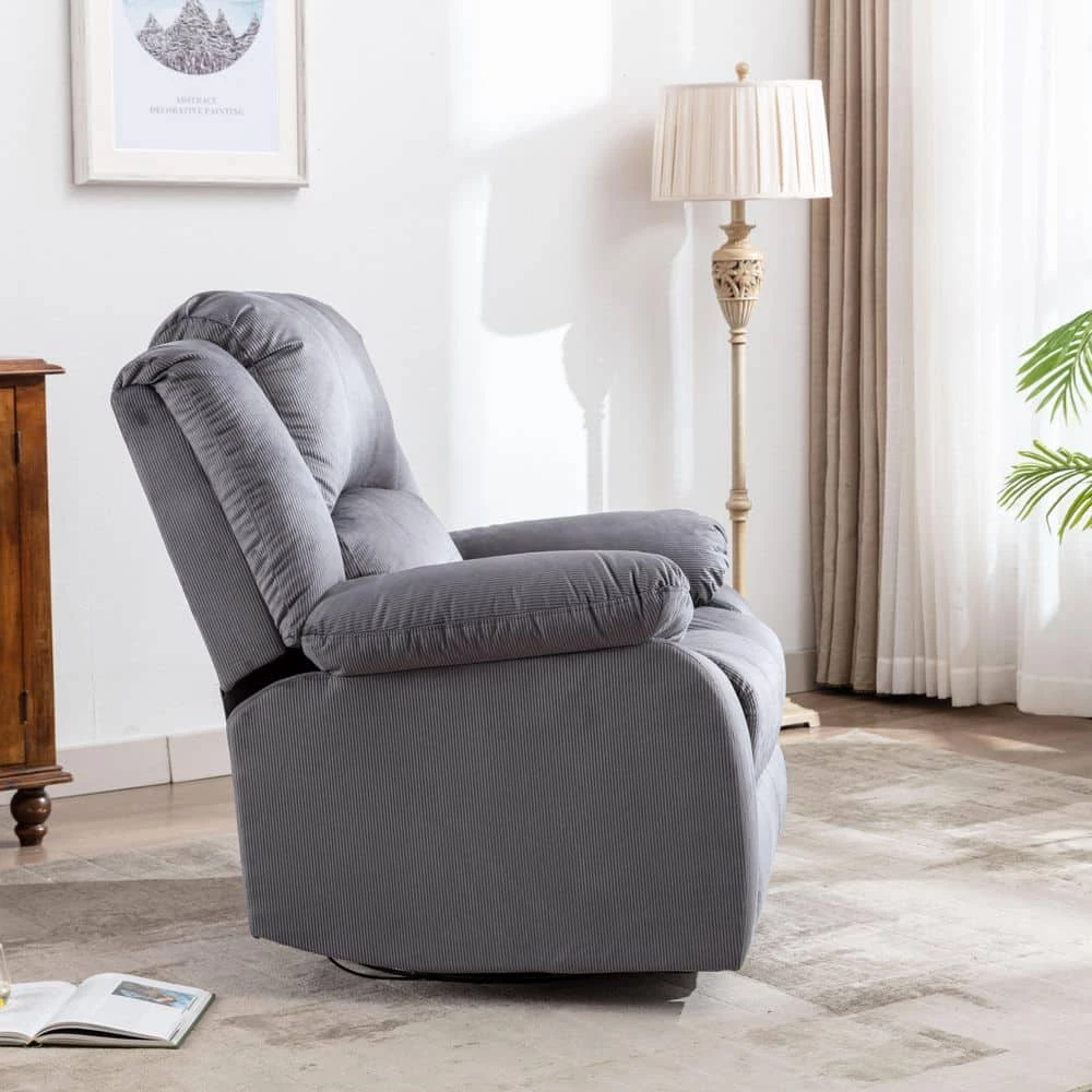 Upholstered Manual Swivel Glider Recliner Nursery Rocking Chair with Durable Fabric,Grey by Magic Home 10 Upholstered Manual Swivel Glider Recliner Nursery Rocking Chair with Durable Fabric,Grey by Magic Home - Image 8