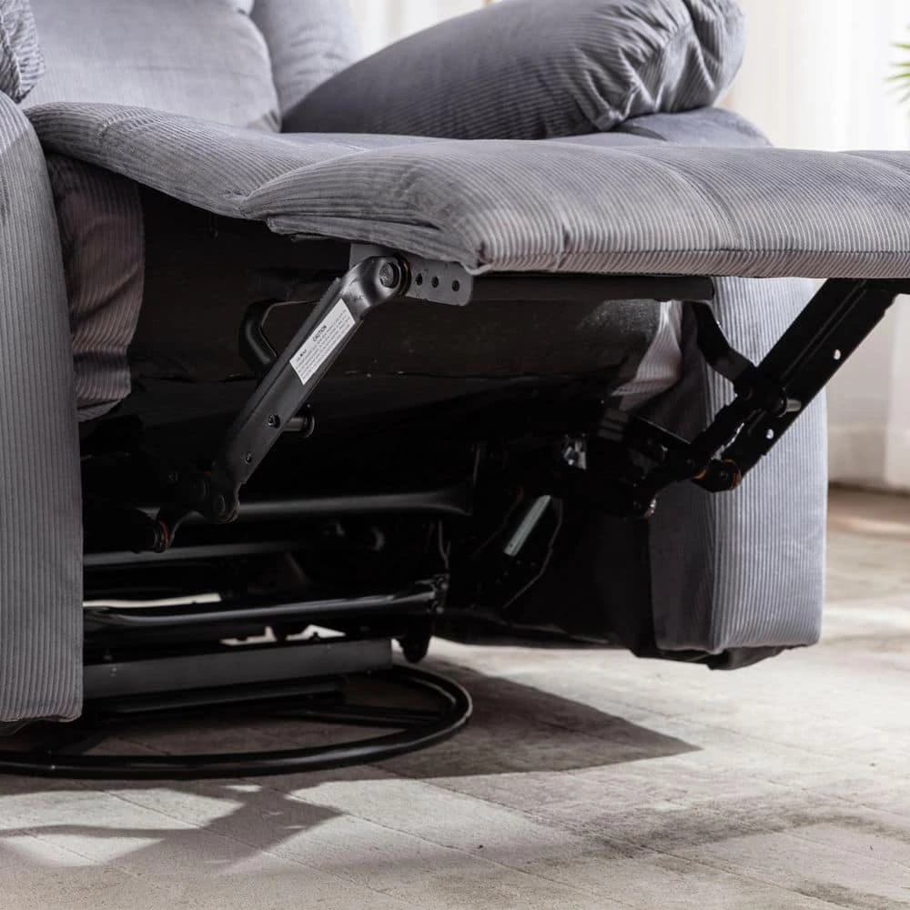 Upholstered Manual Swivel Glider Recliner Nursery Rocking Chair with Durable Fabric,Grey by Magic Home 8 Upholstered Manual Swivel Glider Recliner Nursery Rocking Chair with Durable Fabric,Grey by Magic Home - Image 6