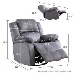 Upholstered Manual Swivel Glider Recliner Nursery Rocking Chair with Durable Fabric,Grey by Magic Home 12 Upholstered Manual Swivel Glider Recliner Nursery Rocking Chair with Durable Fabric,Grey by Magic Home -Cheap Tidoin Store gray magic home recliners cs pp039116eaa c3 1000