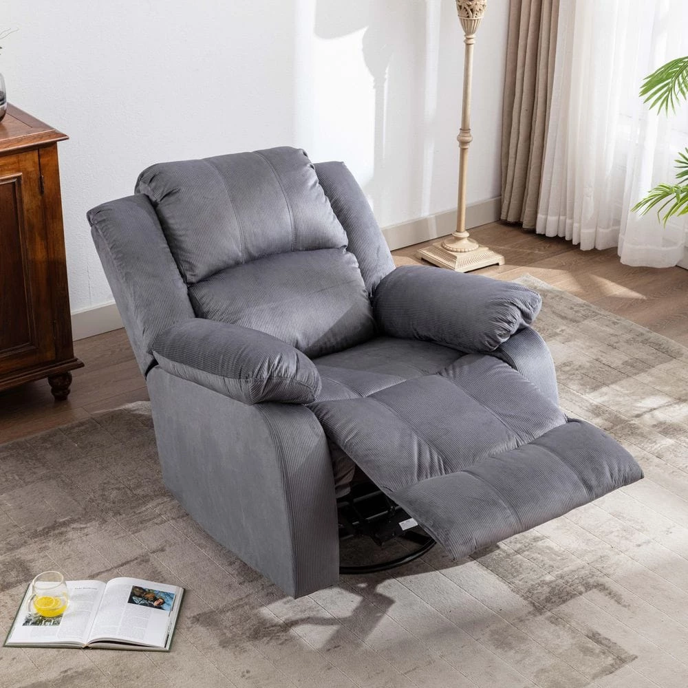 Upholstered Manual Swivel Glider Recliner Nursery Rocking Chair with Durable Fabric,Grey by Magic Home 4 Upholstered Manual Swivel Glider Recliner Nursery Rocking Chair with Durable Fabric,Grey by Magic Home - Image 2