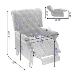 Diamond Tufted Woven Fabric Push Back Wingback Recliner Accent Armchair,Gray by Magic Home -Cheap Tidoin Store gray magic home recliners cs wf193560daa c3 1000