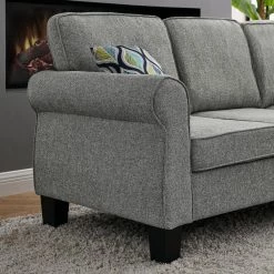 106 in. L-Shape Sectional Sofa Reversible Chaise with Plastic Legs and Pillows, Dark Gray by Magic Home -Cheap Tidoin Store gray magic home sectional sofas c9 808857963147 4f 1000