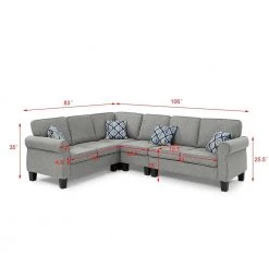 106 in. L-Shape Sectional Sofa Reversible Chaise with Plastic Legs and Pillows, Dark Gray by Magic Home -Cheap Tidoin Store gray magic home sectional sofas c9 808857963147 c3 1000