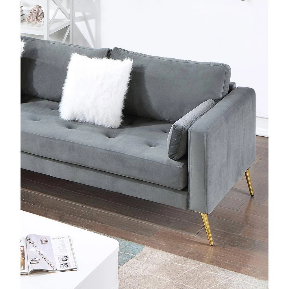 104.5 in.Velvet L Shape Upholstered Couch Sectional Sofa with Two Pillows for Living Room Apartment by Magic Home 10 104.5 in.Velvet L Shape Upholstered Couch Sectional Sofa with Two Pillows for Living Room Apartment by Magic Home - Image 8