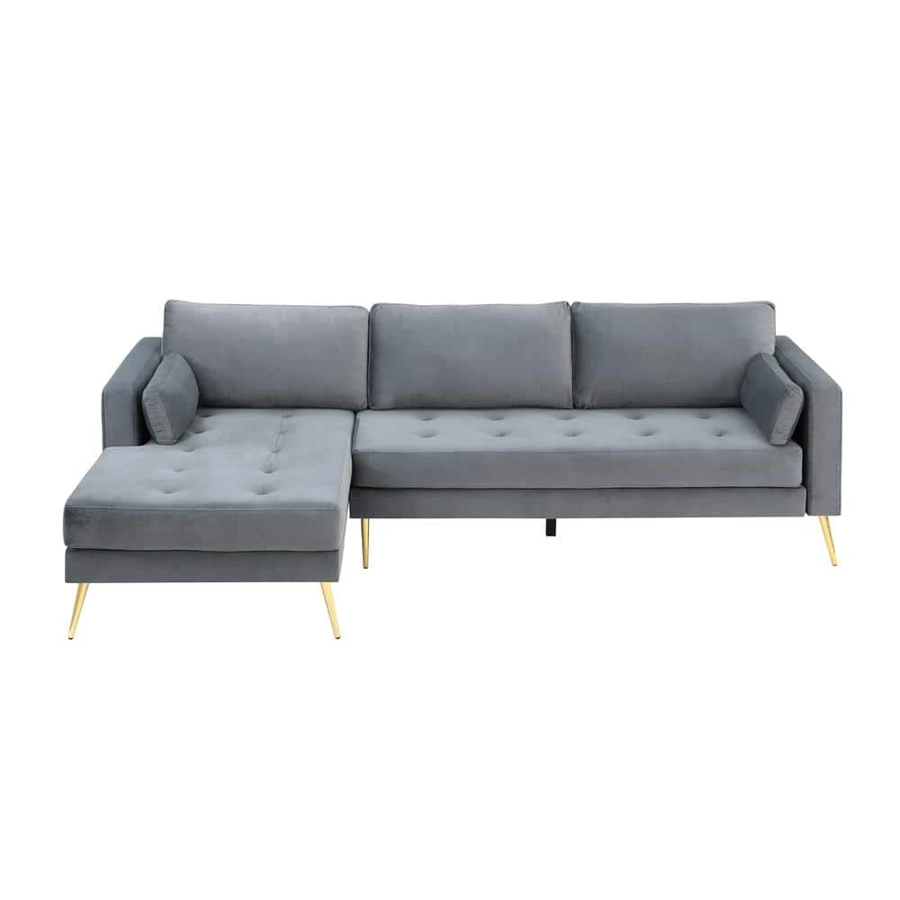 104.5 in.Velvet L Shape Upholstered Couch Sectional Sofa with Two Pillows for Living Room Apartment by Magic Home 3 104.5 in.Velvet L Shape Upholstered Couch Sectional Sofa with Two Pillows for Living Room Apartment by Magic Home