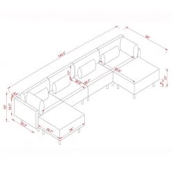 143.3 in. Gray Luxury Polyester U-Shape Sectional Sofa Couch with Golden Metal Leg and Convertible Ottoman by Magic Home -Cheap Tidoin Store gray magic home sectional sofas cs w1097s00004 c3 1000