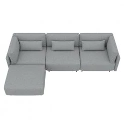 105 in. Flare Arm 4 Pieces Linen L Shape Sectional Sofa in Gray by Magic Home -Cheap Tidoin Store gray magic home sectional sofas cs w223s00284 4f 1000