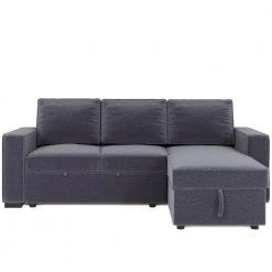 91 in. Gray Reversible Pull out Sleeper Full Size Polyester Sectional Storage Sofa Bed by Magic Home