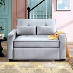 48 in. Convertible Sleeper Sofa Bed with USB Port and 2 Pillows in Gray for Small Space by Magic Home -Cheap Tidoin Store gray magic home sofa beds cs sg000195aaa 31 1000