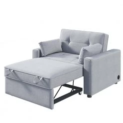 48 in. Convertible Sleeper Sofa Bed with USB Port and 2 Pillows in Gray for Small Space by Magic Home